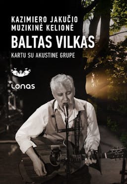 Kazimieras Jakutis with an acoustic group poster