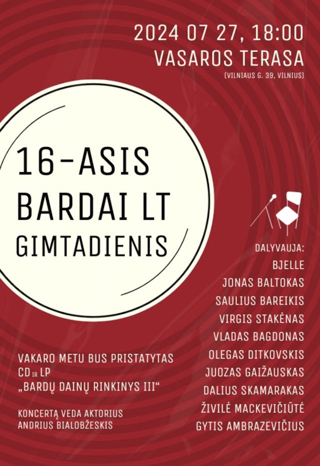 Z okazji 16. urodzin BARDAI LT, koncert z okazji prezentacji "Kolekcji Piosenek Bardowskich cz. III"