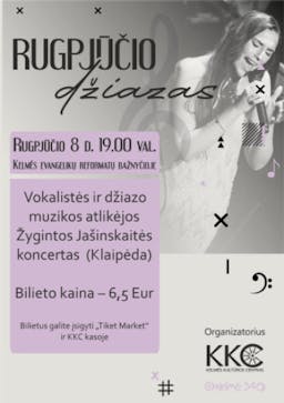 Vokalistės ir džiazo muzikos atlikėjos Žygintos Jašinskaitės koncertas poster