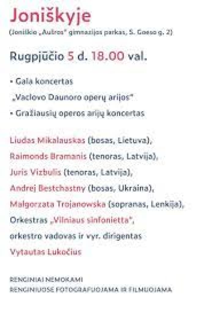 Gala concert "Opera arias of Vaclovas Daunoras"